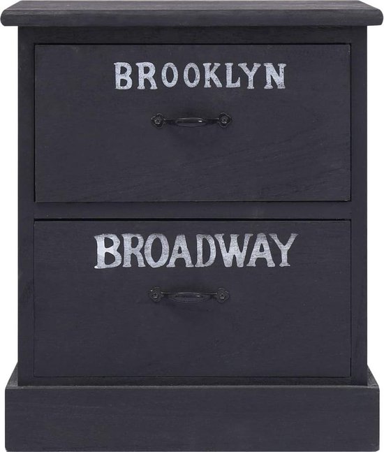 Vidaxl Nachtkastje 38x28x45 Cm Paulowniahout - Zwart