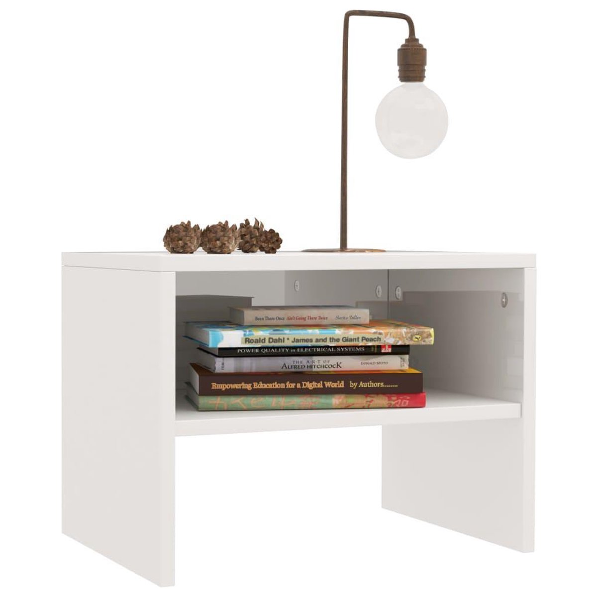 Vidaxl Nachtkastje 40x30x30 Cm Spaanplaat Hoogglans - Wit