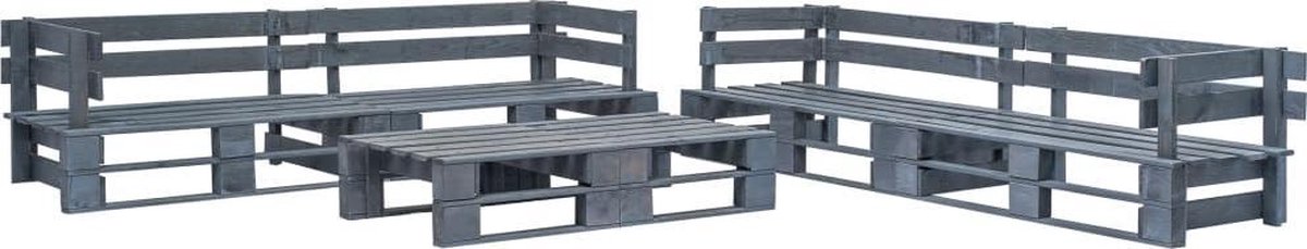 Vidaxl 6-delige Loungeset Pallet Hout - Grijs