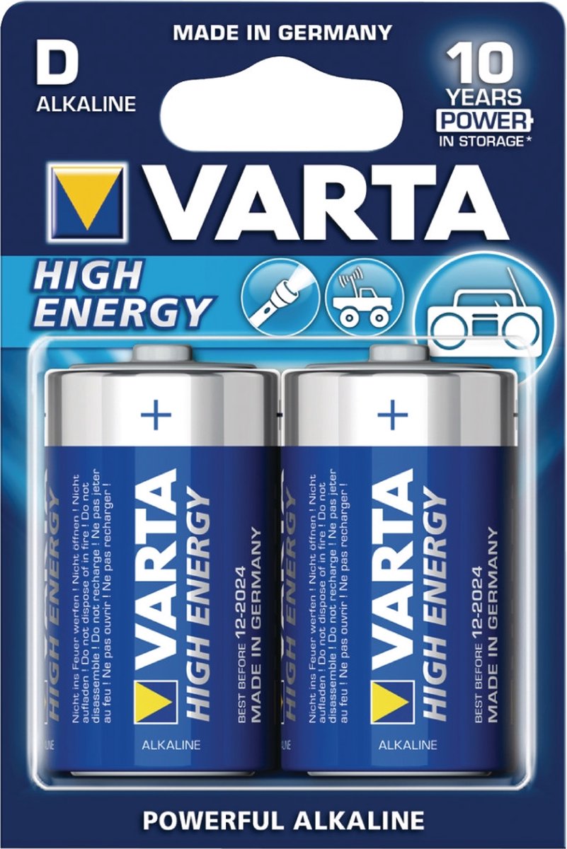 Varta High Energie D Batterijen - 2 Stuks - Blauw