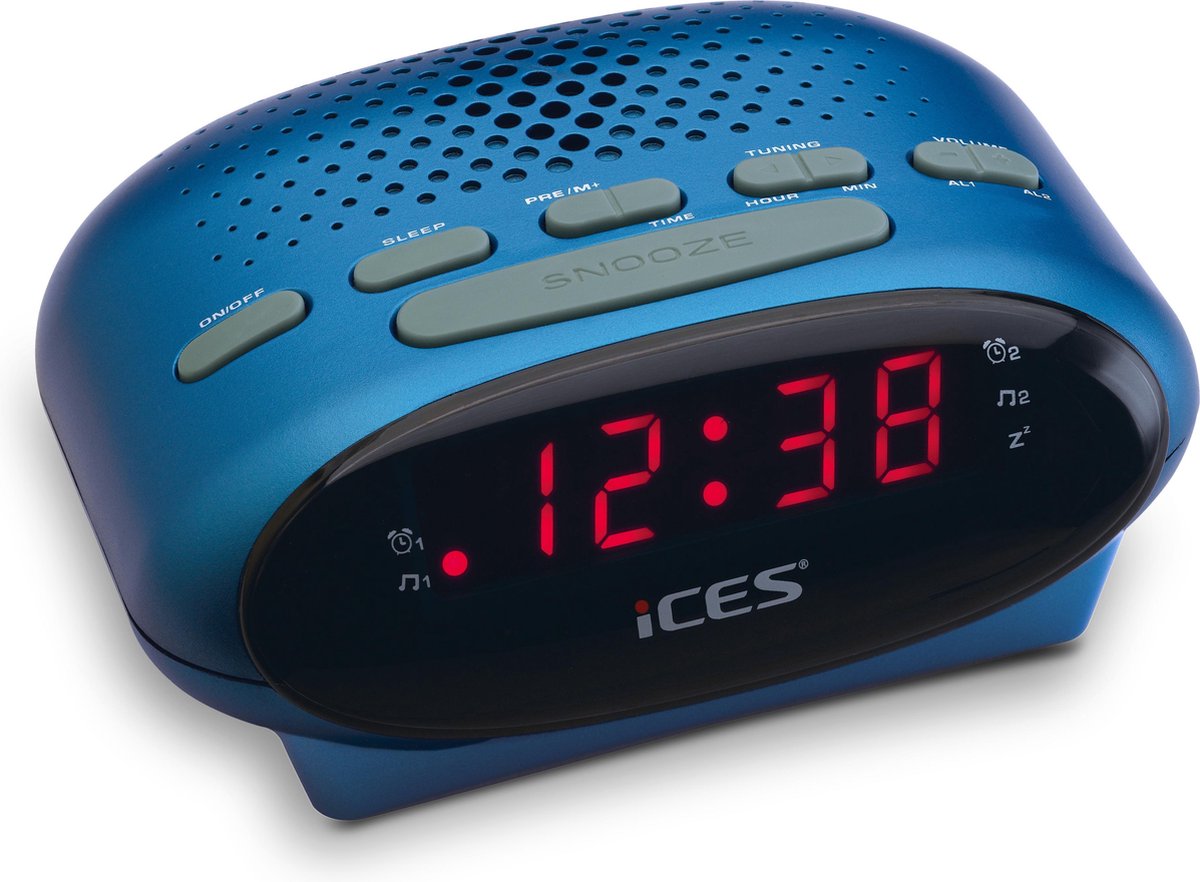 Lenco Fm Wekkerradio Ices Icr-210 Blue - Blauw