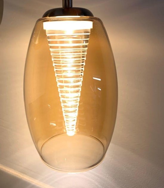 Highlight Hanglamp Nebula 5 Lichts Ø 35 Cm Amber Glas - Silver