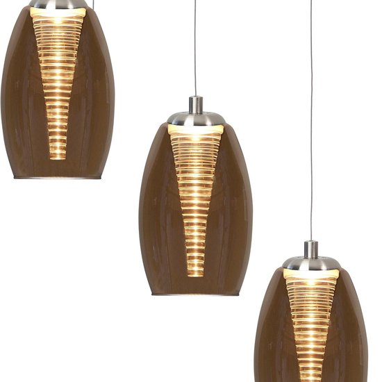 Highlight Hanglamp Nebula 5 Lichts Ø 35 Cm Amber Glas - Silver