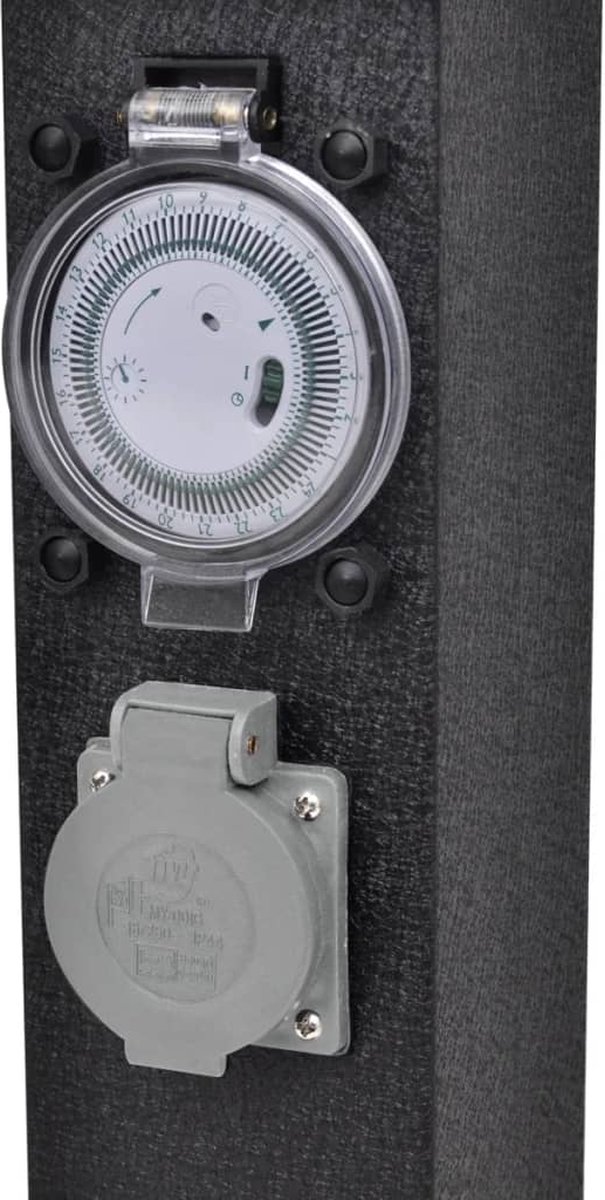 Buitenstopcontact Op Zuil Met Tijdschakelaar - Zwart