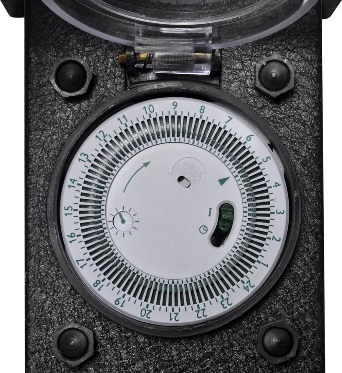 Buitenstopcontact Op Zuil Met Tijdschakelaar - Zwart