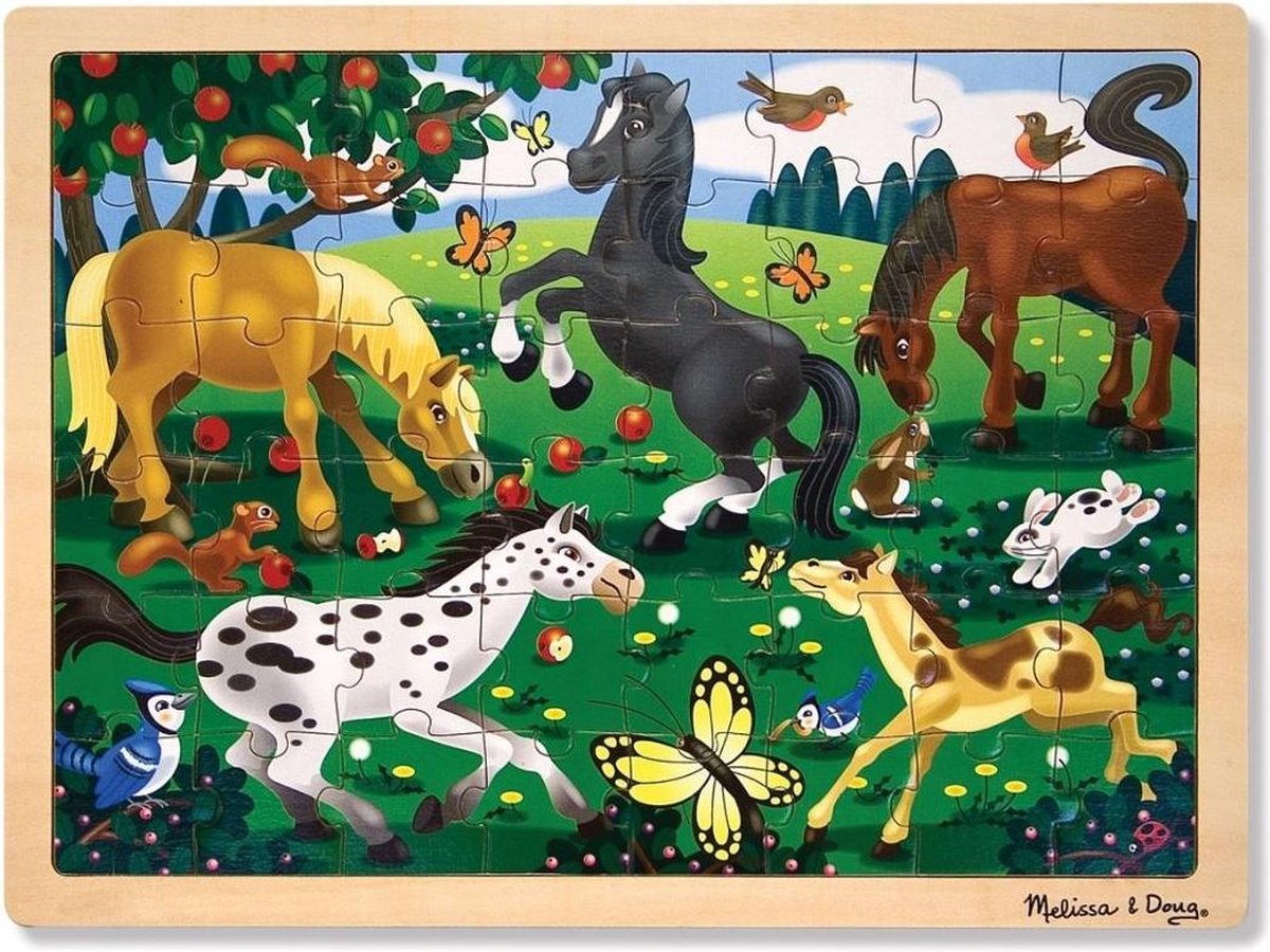 Melissa & Doug Frolicking Horses Houten Puzzel 48-delig