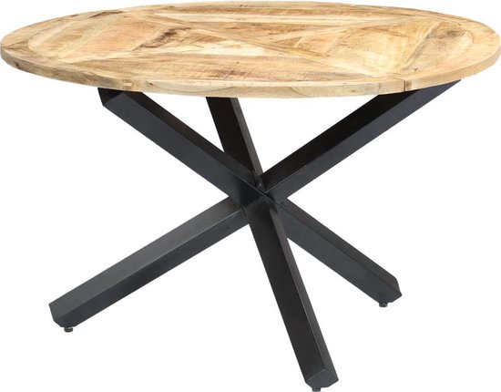 Vidaxl Eettafel Rond 120x76 Cm Massief Mangohout - Marrón