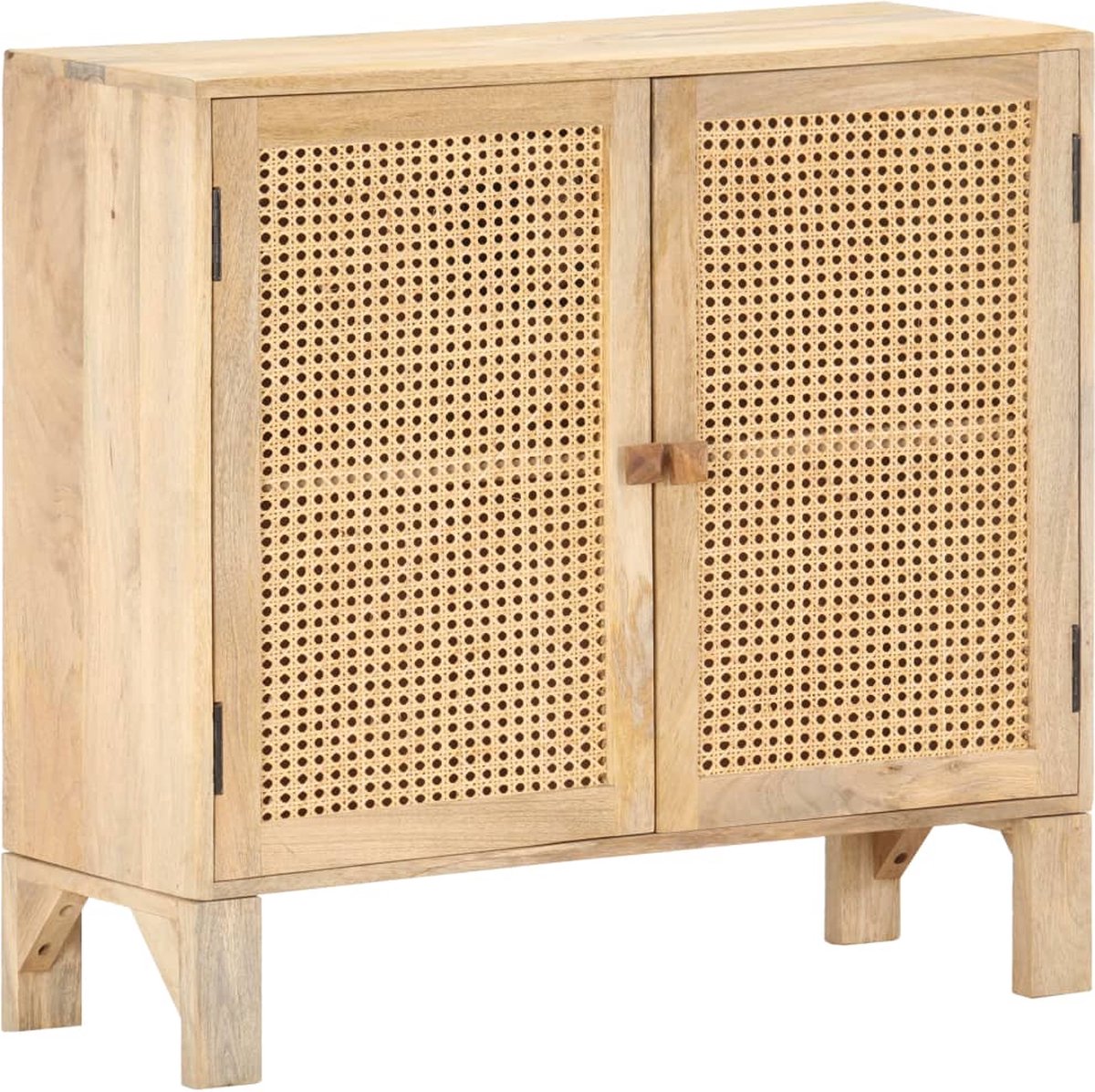 Vidaxl Dressoir 80x30x73 Cm Massief Mangohout En Natuurlijk Riet - Bruin