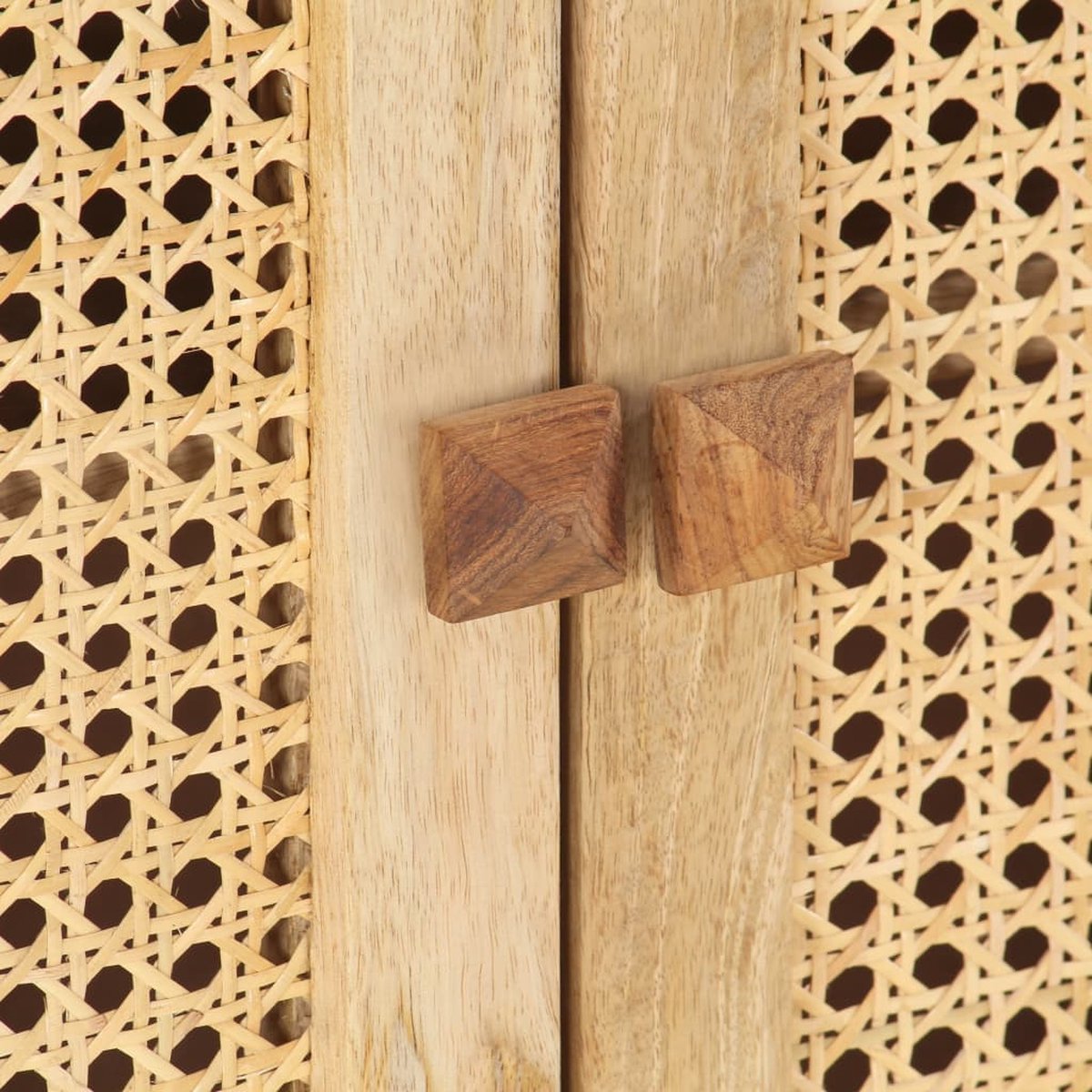 Vidaxl Dressoir 80x30x73 Cm Massief Mangohout En Natuurlijk Riet - Bruin