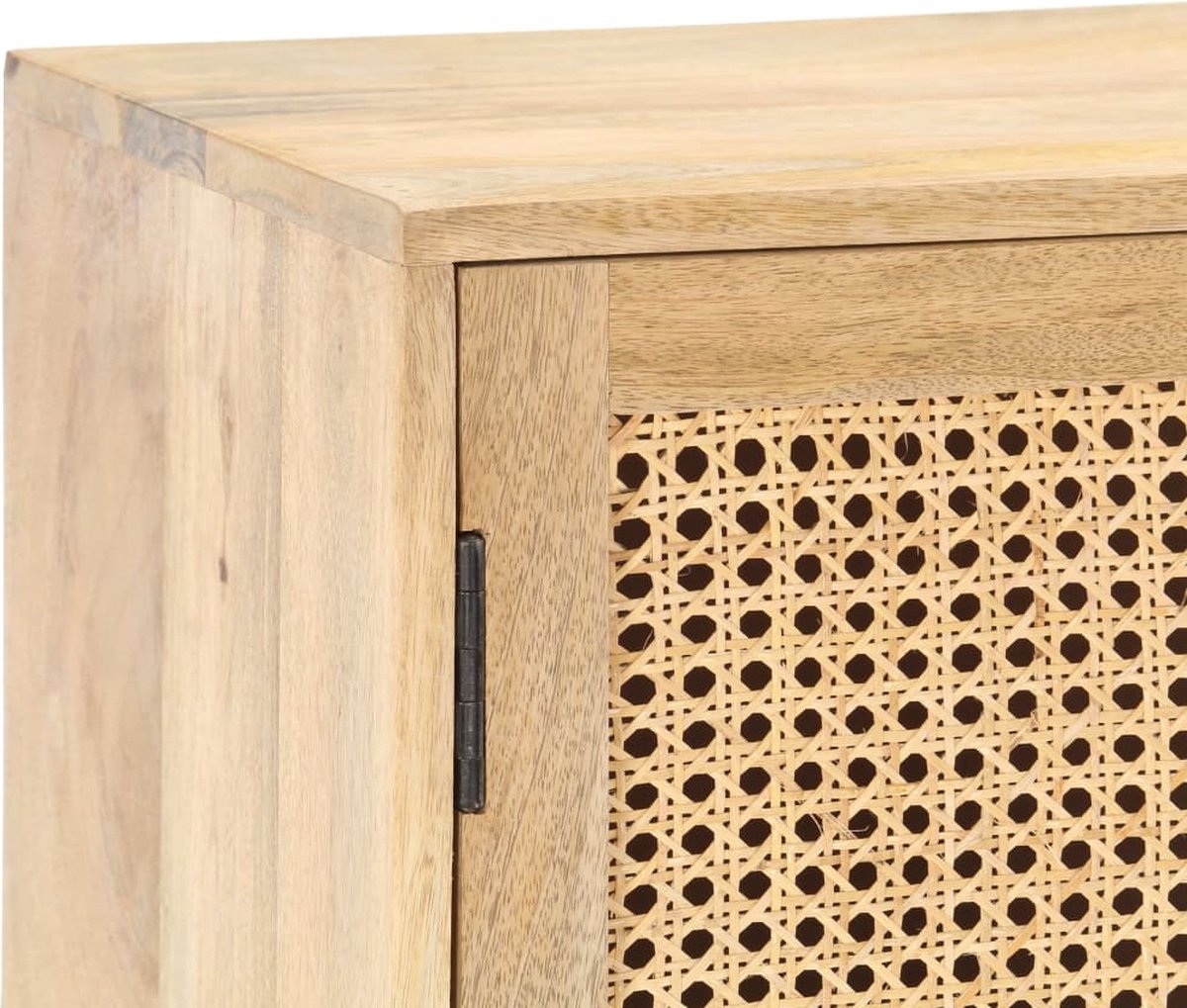 Vidaxl Dressoir 80x30x73 Cm Massief Mangohout En Natuurlijk Riet - Bruin