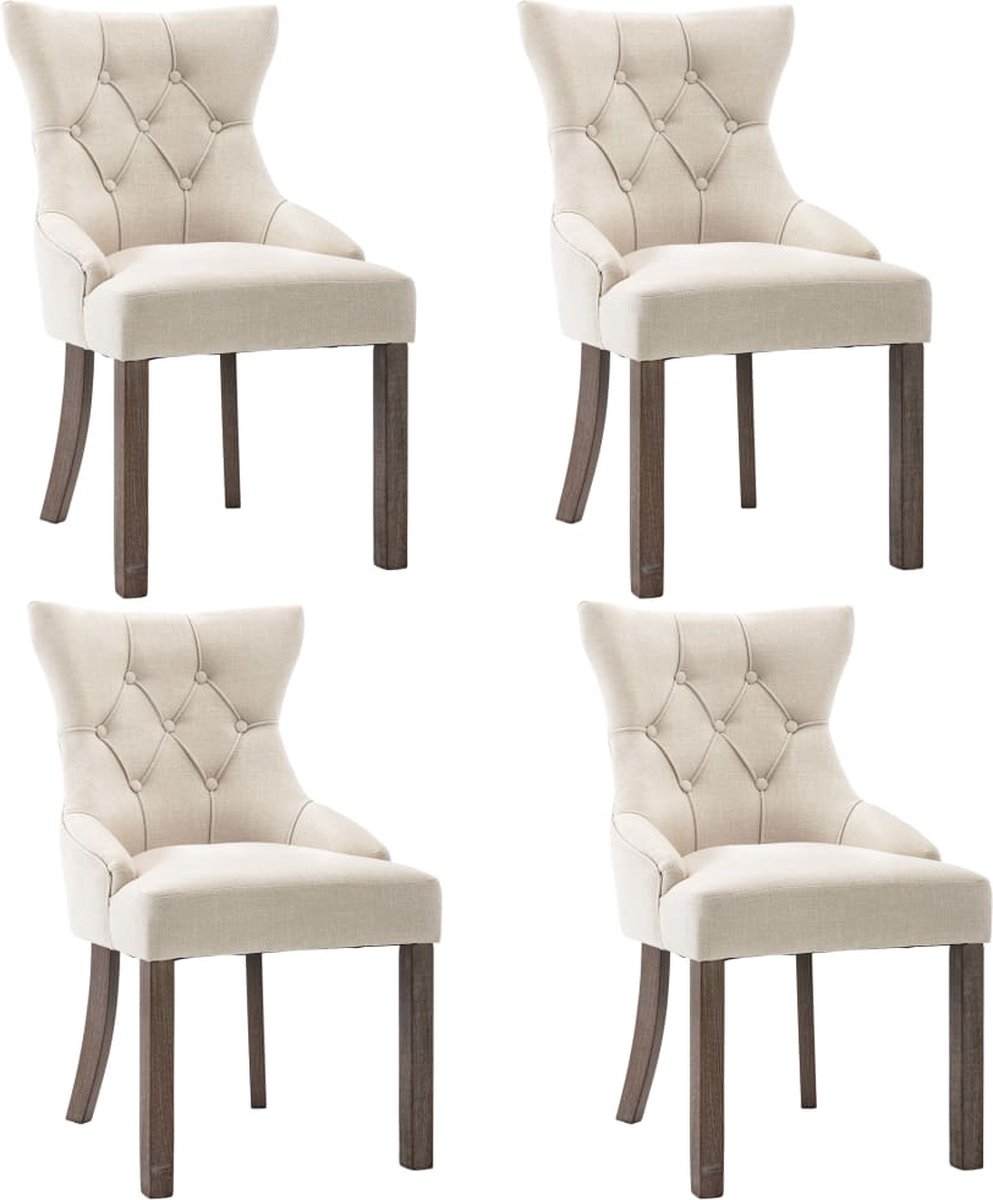 Vidaxl Eetkamerstoelen 4 St Stof - Beige