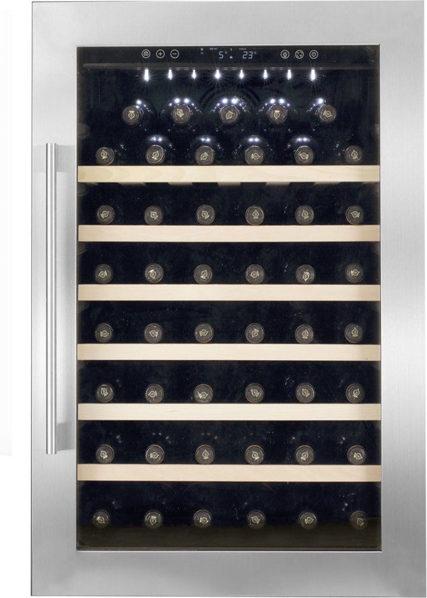 Vinata Wijnklimaatkast Premium Met Rvs Glazen Deur - 48 Flessen - Grijs