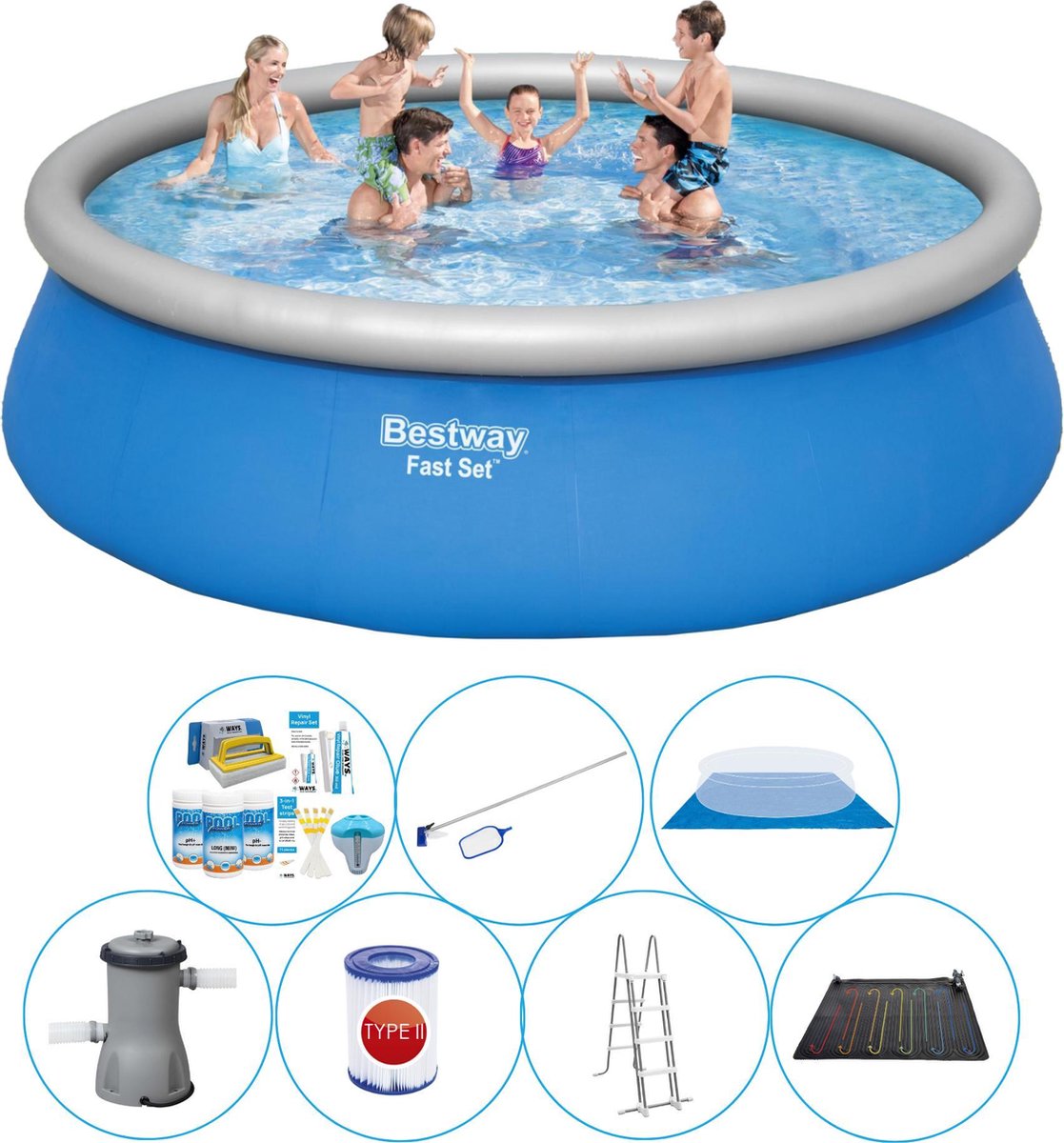 Bestway Fast Set Rond 457x84 Cm - 8-delig - Zwembad Met Accessoires - Blauw