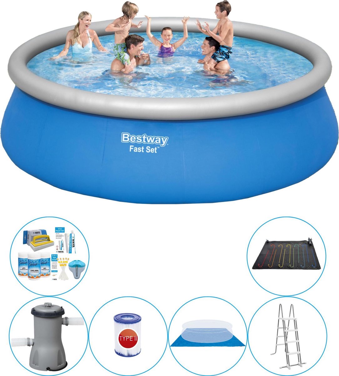 Bestway Fast Set Rond 457x84 Cm - 8-delig - Zwembad Combi Deal - Blauw