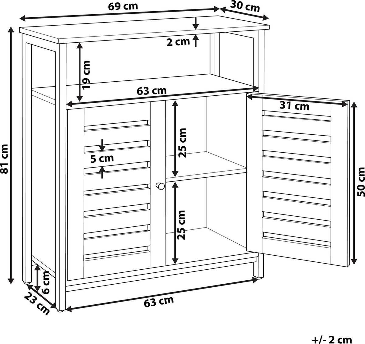Beliani Vilseck - Dressoir-donkere Houtkleur-vezelplaat - Bruin