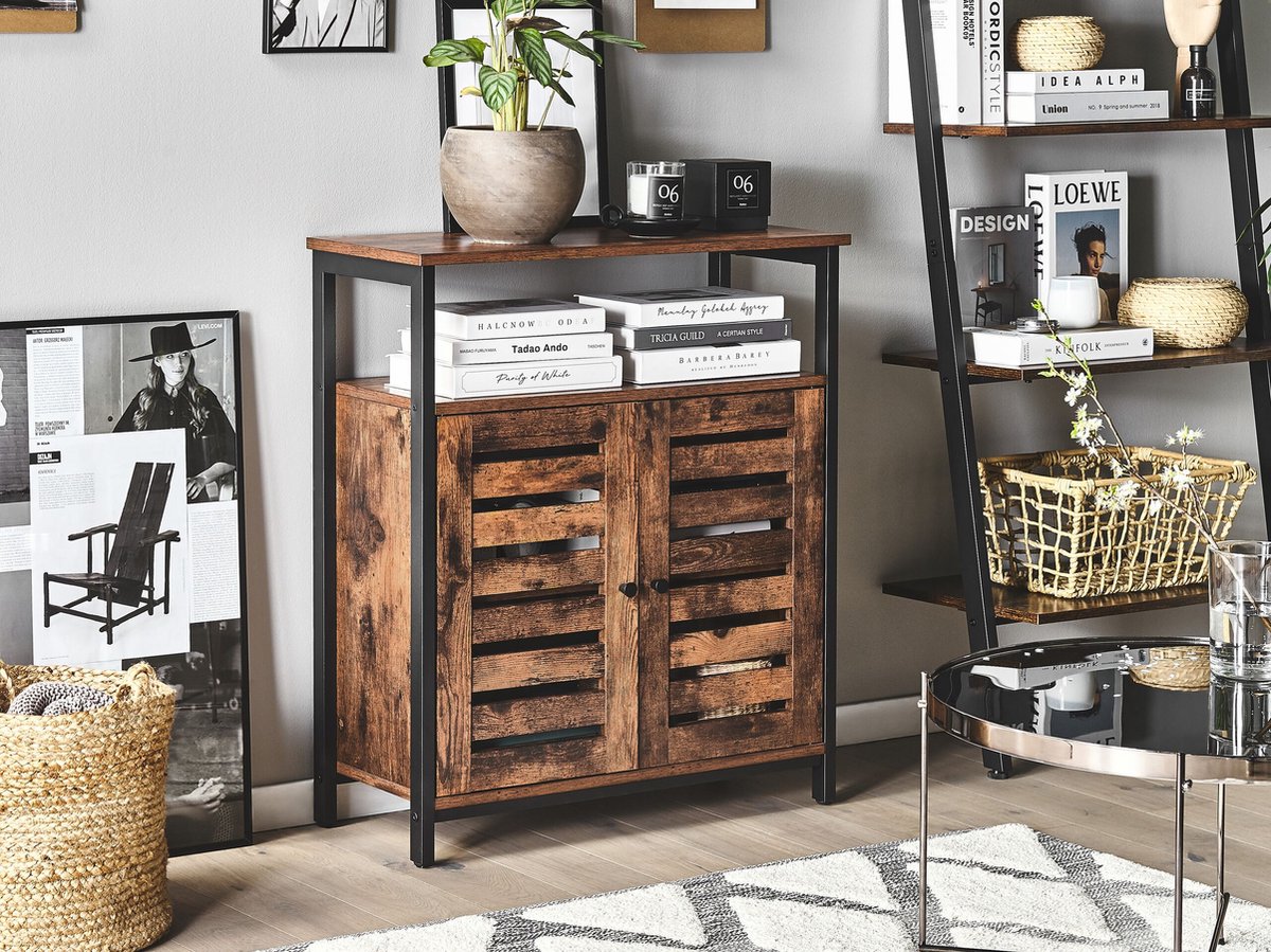 Beliani Vilseck - Dressoir-donkere Houtkleur-vezelplaat - Bruin