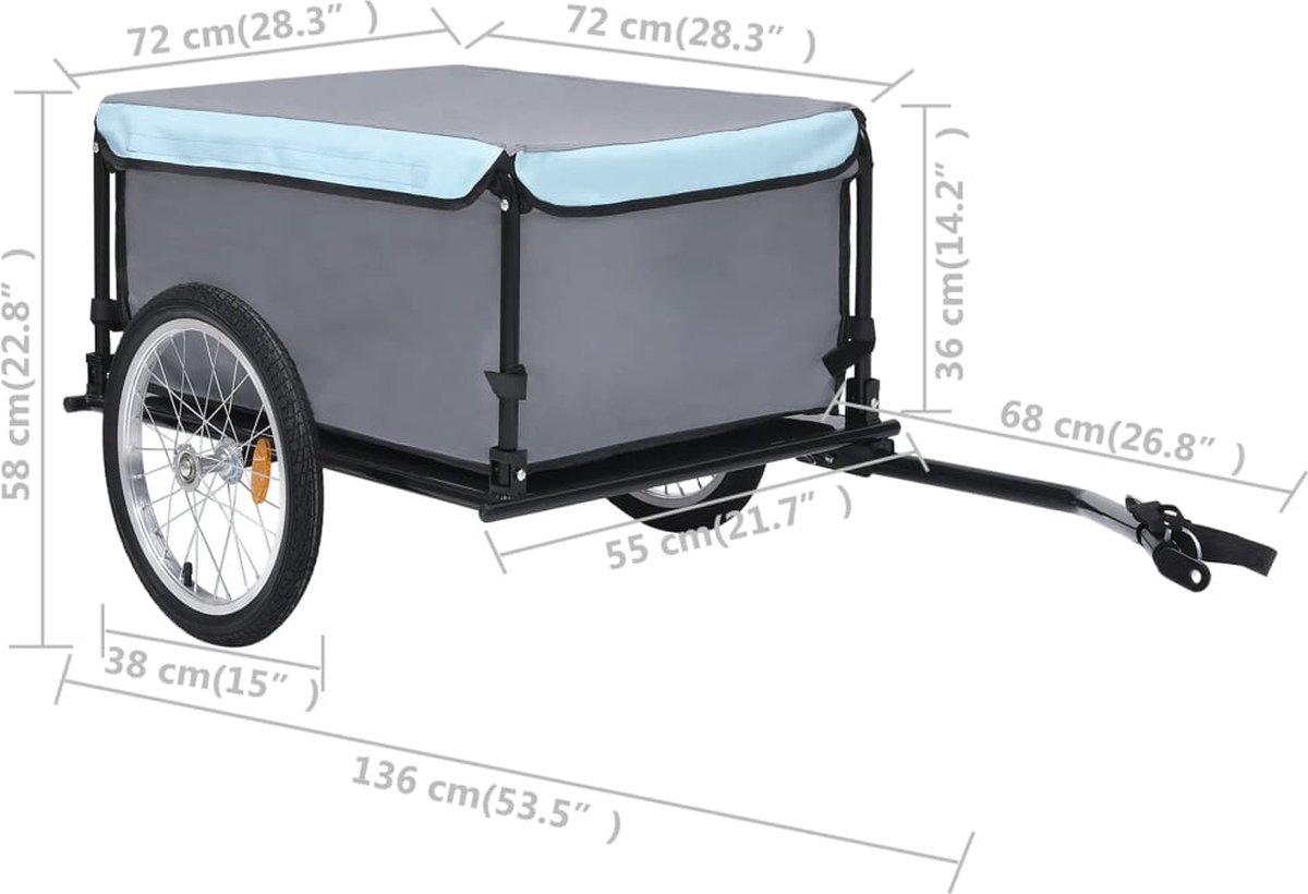 Vidaxl Fietskar 65 Kg En Blauw - Zwart