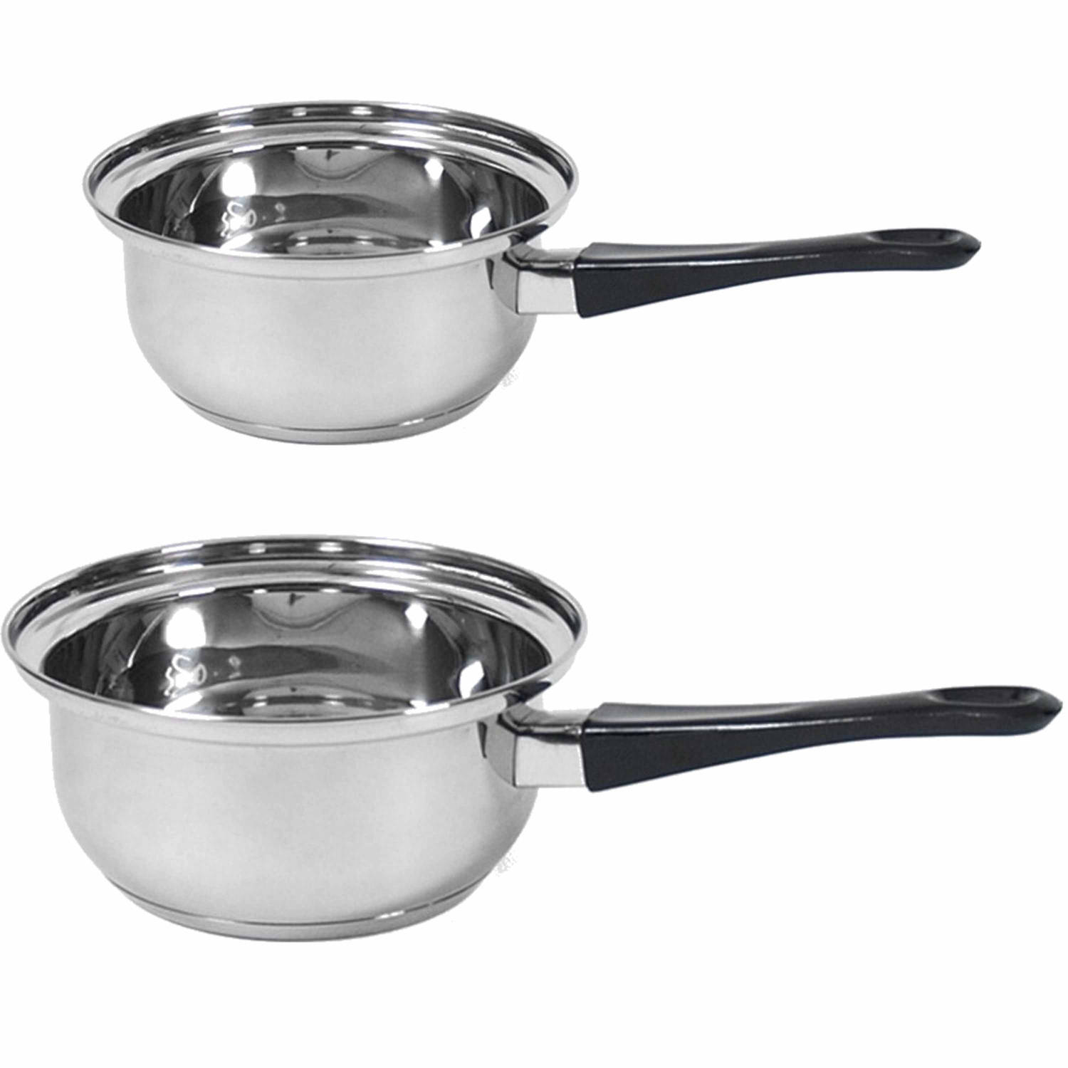 Set Van 2x Rvs Steelpannen/sauspannen London 18 En 14 Cm - Steelpannen - Silver