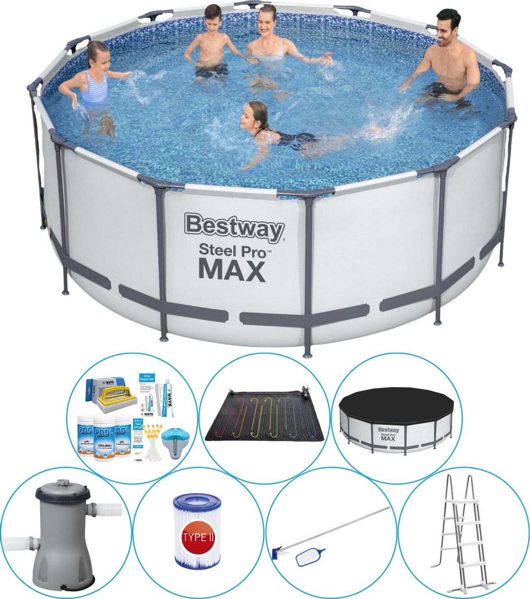 Bestway Steel Pro Max Rond 366x122 Cm - Slimme Zwembad Deal - Grijs