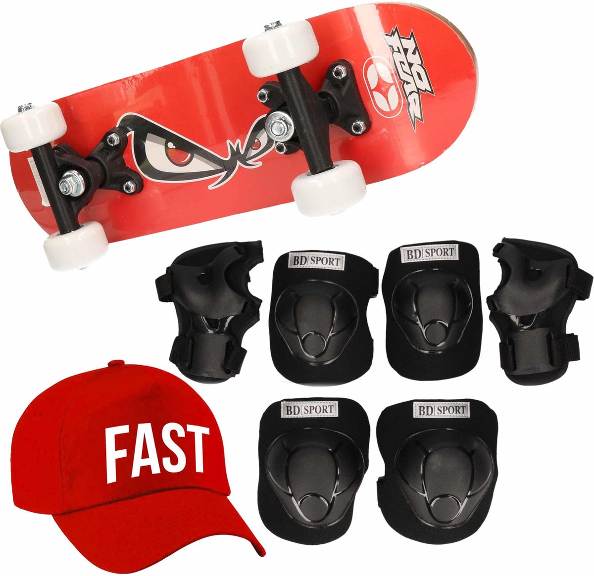 Skateboard Set Voor Kinderen L 9-10 Jaar/valbescherming/fast Pet/skateboard Met Print 43 Cm - Skateboards - Rood