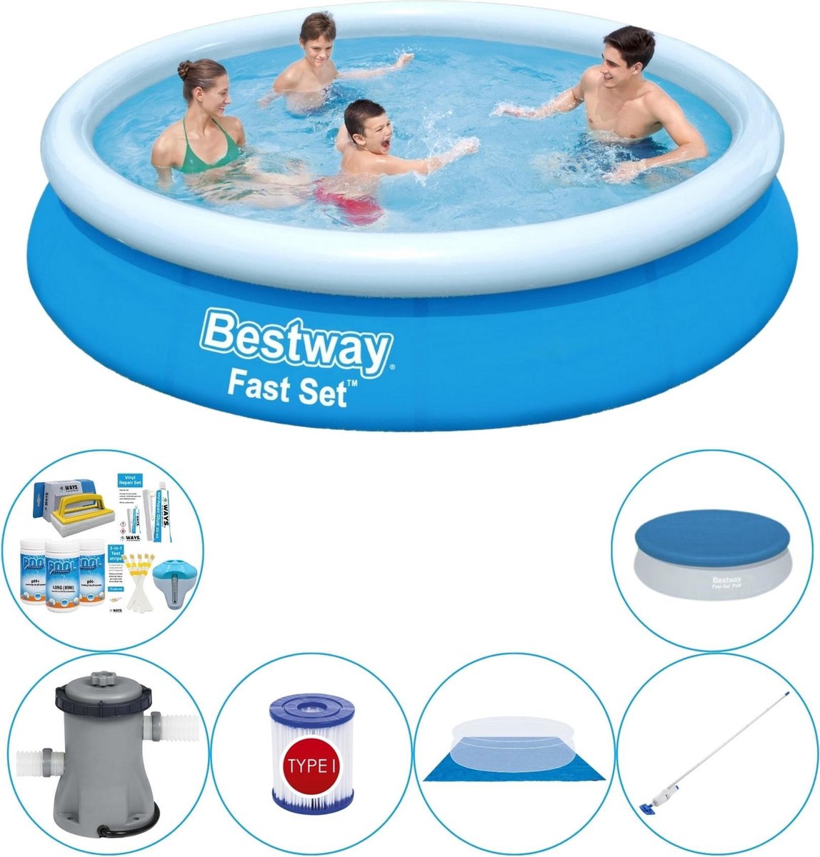 Bestway Fast Set Rond 366x76 Cm - Zwembad Super Deal - Blauw