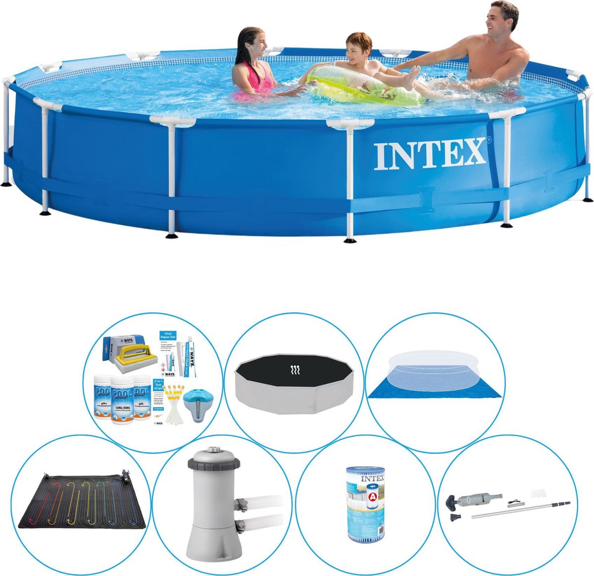 Intex Zwembad Super Set - Metal Frame Rond 366x76 Cm - Blauw