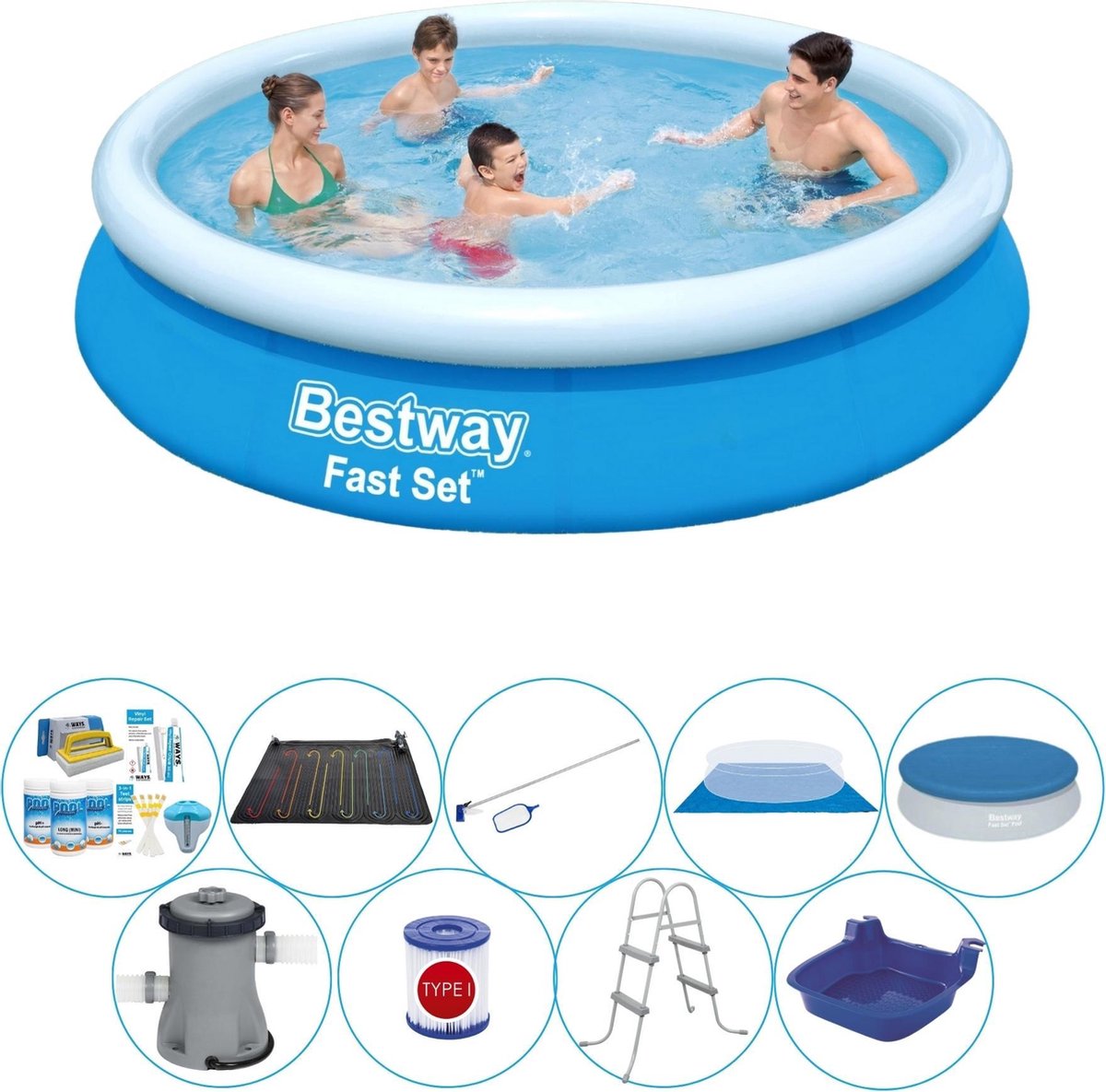 Bestway Fast Set Rond 366x76 Cm - Slimme Zwembad Deal - Blauw