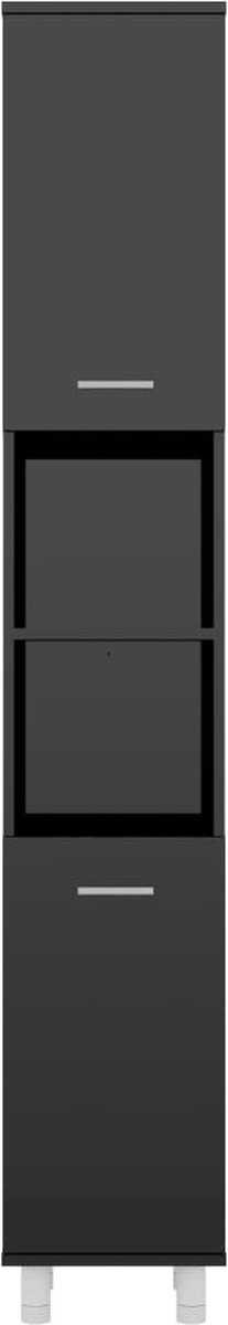 Vidaxl Badkamerkast 30x30x179 Cm Spaanplaat Hoogglans - Zwart