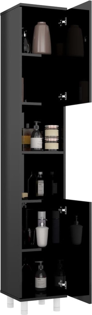 Vidaxl Badkamerkast 30x30x179 Cm Spaanplaat Hoogglans - Zwart