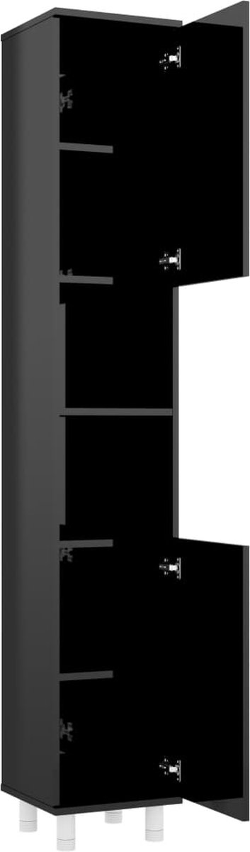 Vidaxl Badkamerkast 30x30x179 Cm Spaanplaat Hoogglans - Zwart