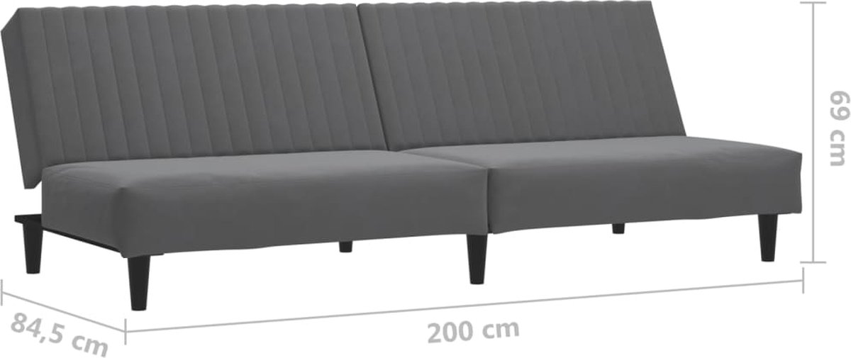 Vidaxl Slaapbank 2-zits Fluweel Donker - Grijs