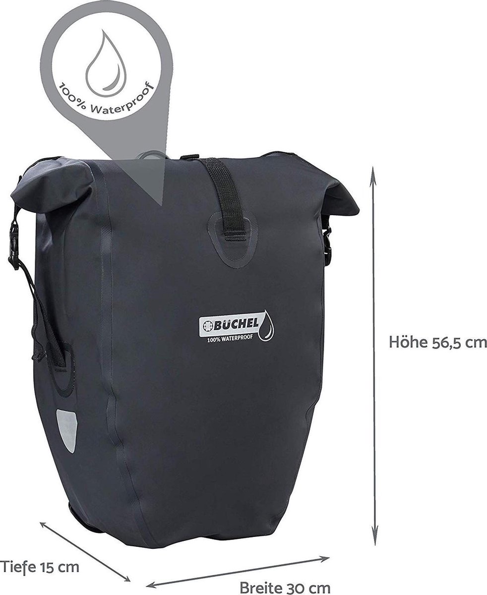 Fietstas Büchel 100% Waterdicht 25,4 Liter - - Zwart