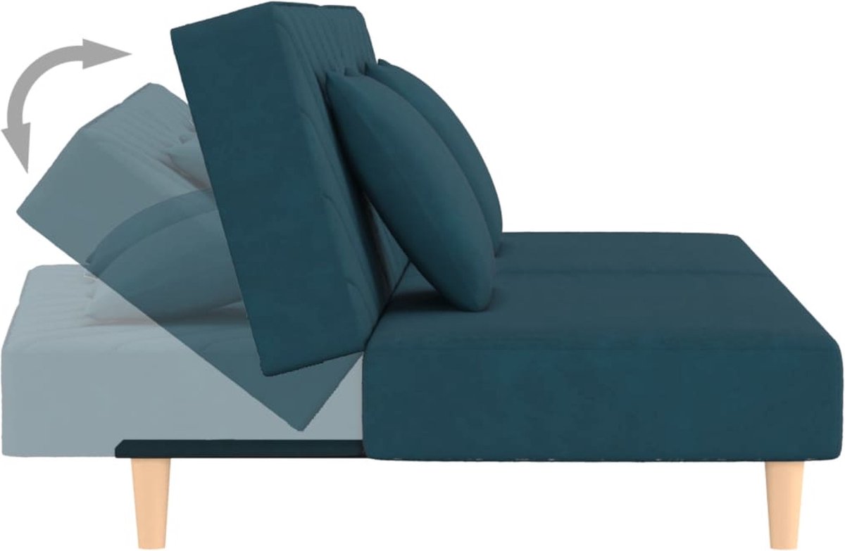 Vidaxl Slaapbank 2-zits Met 2 Kussens Fluweel - Blauw
