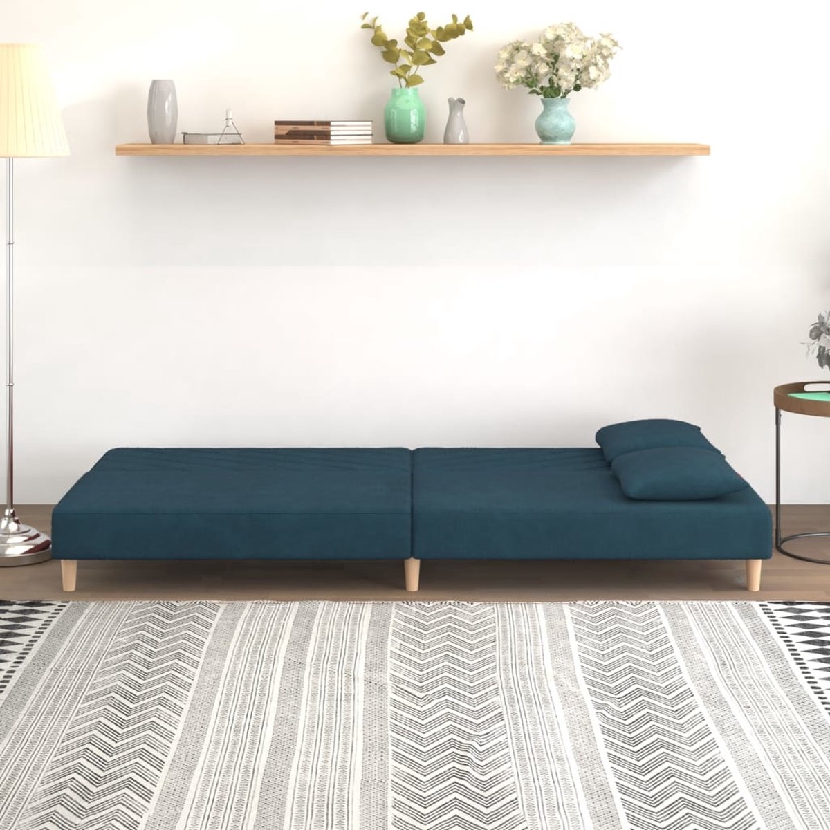 Vidaxl Slaapbank 2-zits Met 2 Kussens Fluweel - Blauw