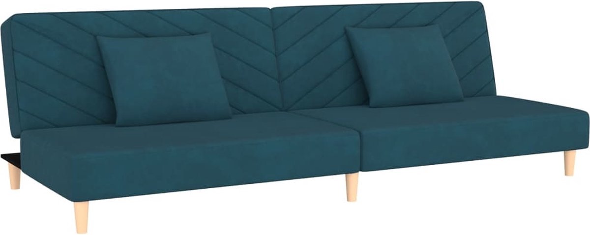 Vidaxl Slaapbank 2-zits Met 2 Kussens Fluweel - Blauw