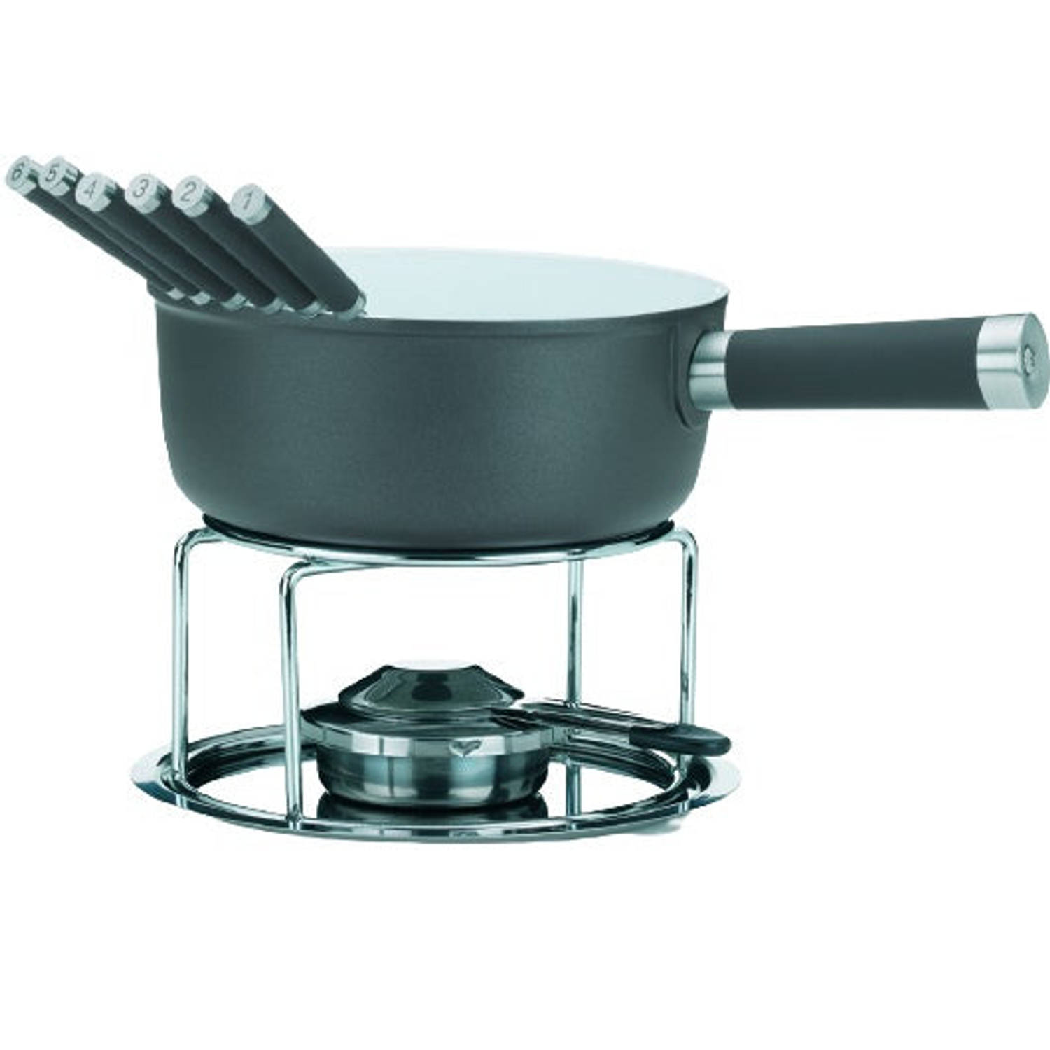 Kela Kaasfondue Set Lancy 2 Liter Keramiek 6-delig - Grijs