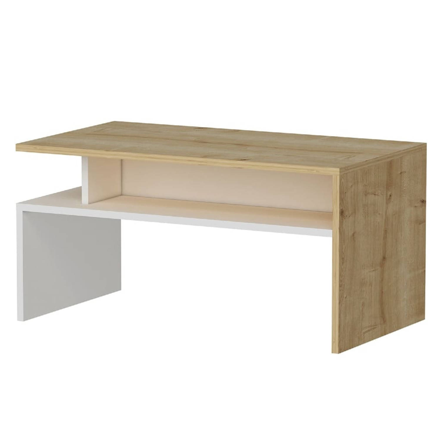 Homemania Salontafel Ada 90x50x43 Cm En Eikenkleurig - Blanco