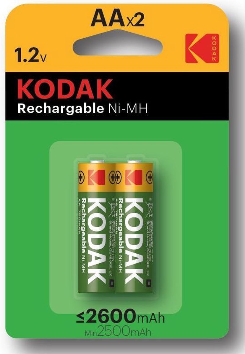 Kodak Rechargeable Ni-mh Aa Battery 2600mah Blister 2