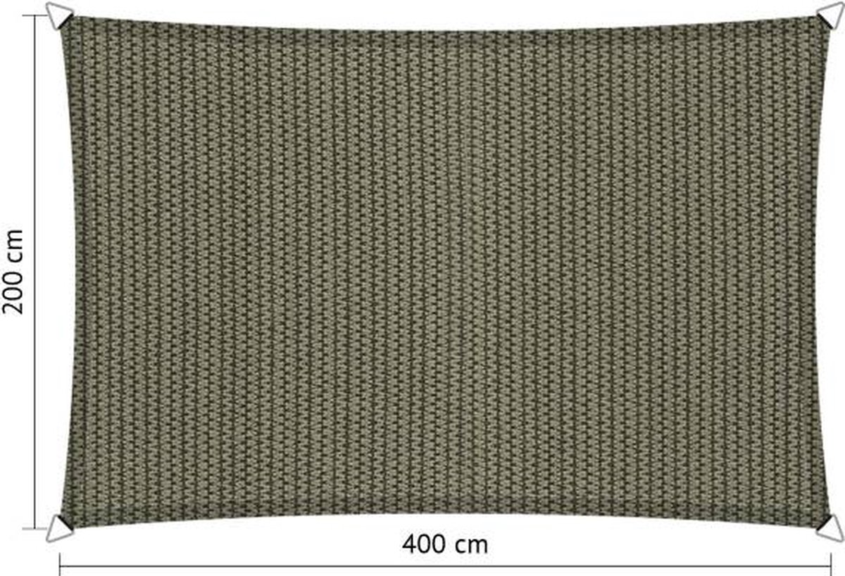 Shadow Comfort Compleet Pakket: Rechthoek 2x4m Desert Storm Met Rvs Bevestigingsset En Buitendoek Reiniger - Groen