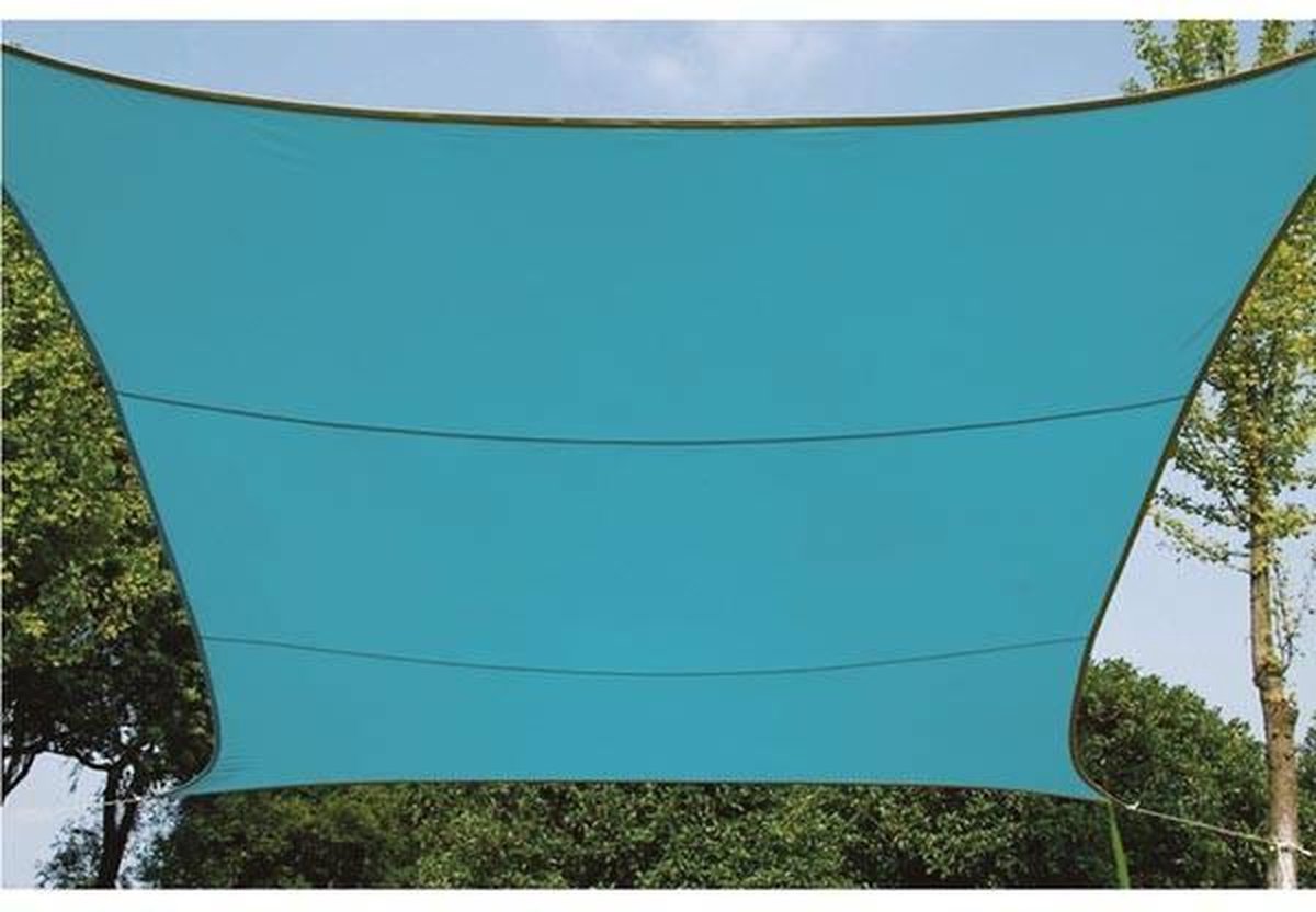 Velleman Compleet Pakket: Schaduwdoek Vierkant 3,6x3,6m Hemels Met Waterafstootmiddel En Rvs Bevestigingsset - Blauw