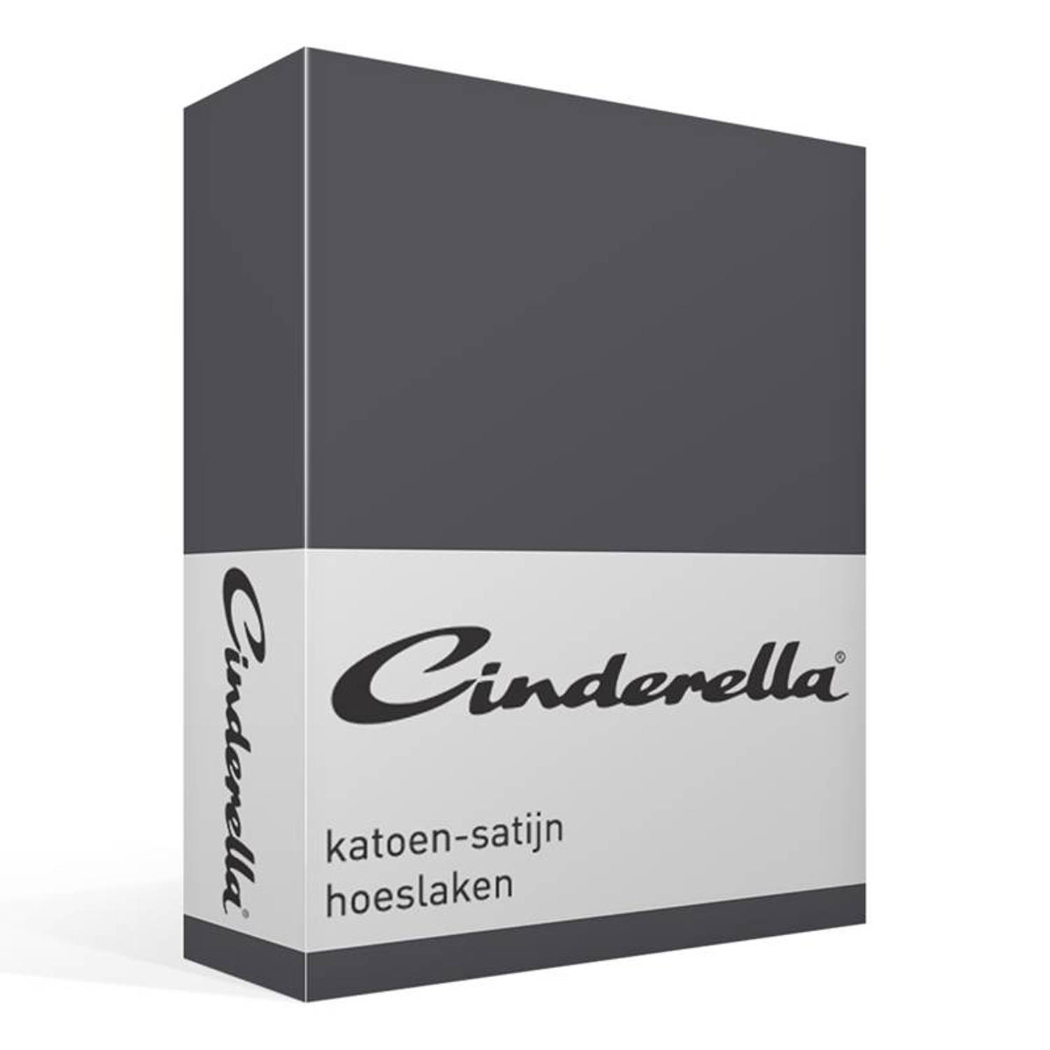 Cinderella Katoen-satijn Hoeslaken - 100% Katoen-satijn - 2-persoons (140x210 Cm) - Anthracite - Grijs