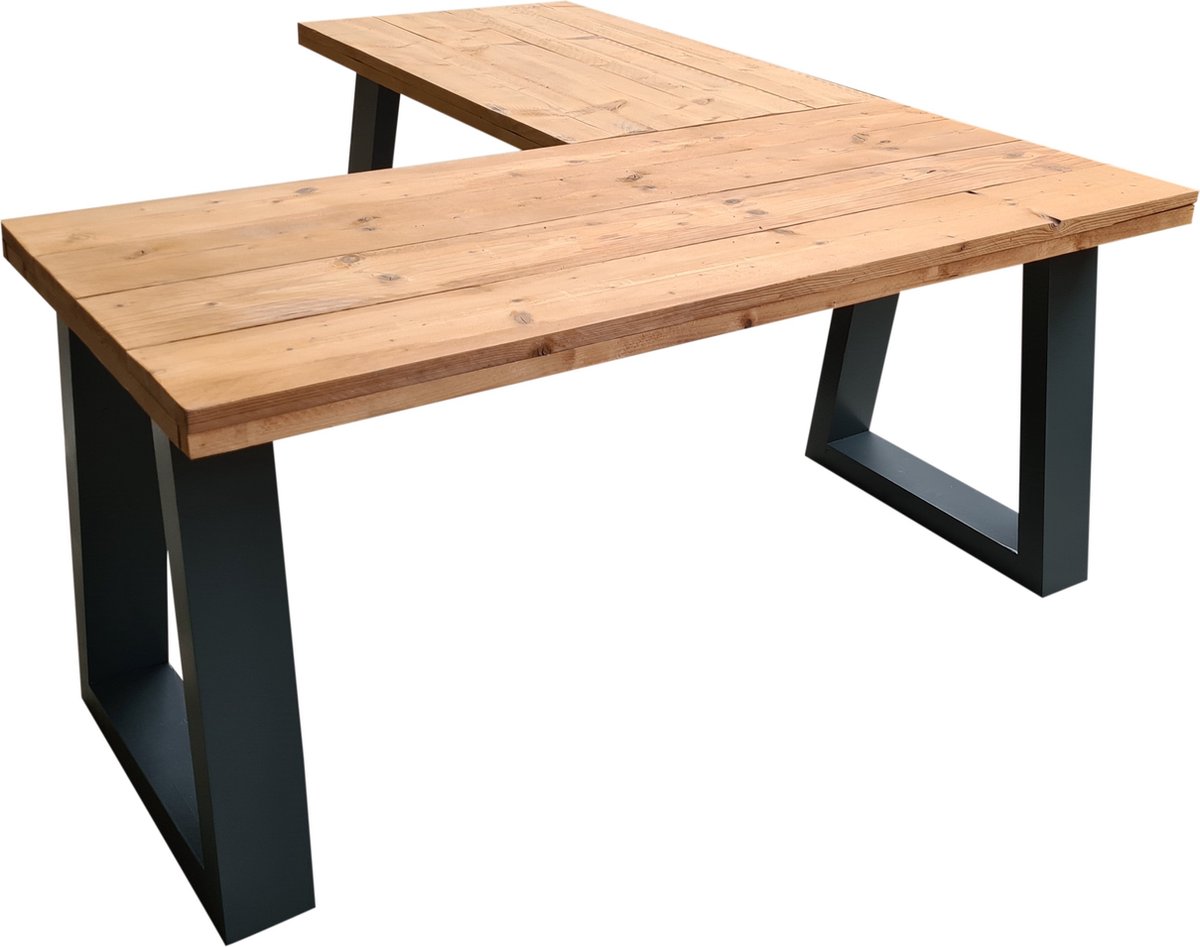 Wood4you Hoekbureau Vancouver Roasted Wood 180/130lx74dx75h - Zwart