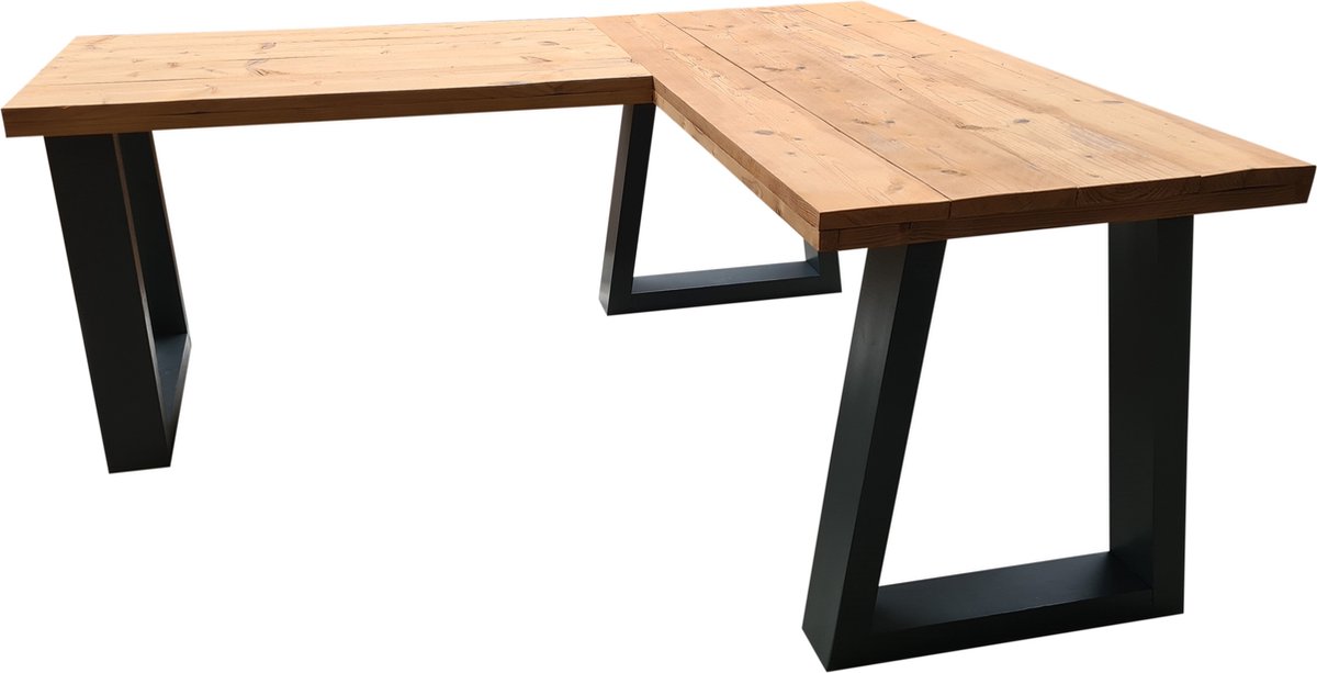 Wood4you Hoekbureau Vancouver Roasted Wood 180/130lx74dx75h - Zwart