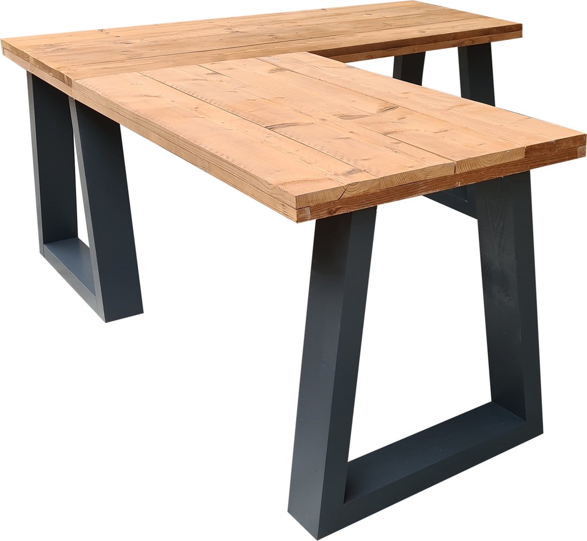 Wood4you Hoekbureau Vancouver Roasted Wood 180/130lx74dx75h - Zwart