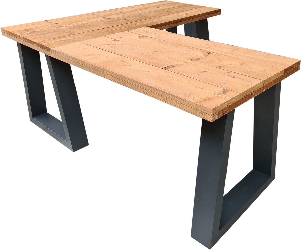 Wood4you Hoekbureau Vancouver Roasted Wood 180/130lx74dx75h - Zwart