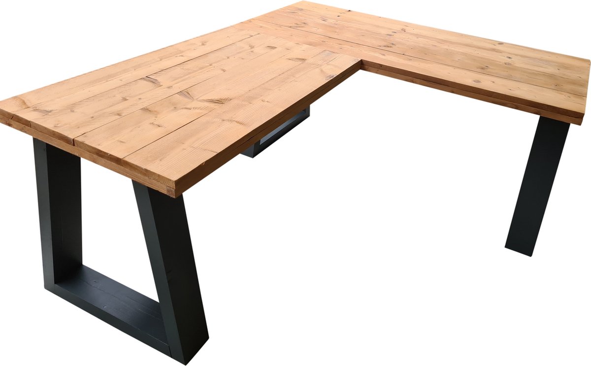 Wood4you Hoekbureau Vancouver Roasted Wood 180/130lx74dx75h - Zwart