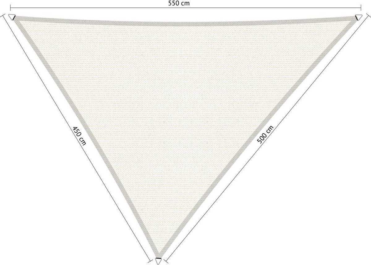 Shadow Comfort Compleet Pakket: Driehoek 4,5x5x5,5m Arctic White Met Rvs Bevestigingspakket En Buitendoekreiniger