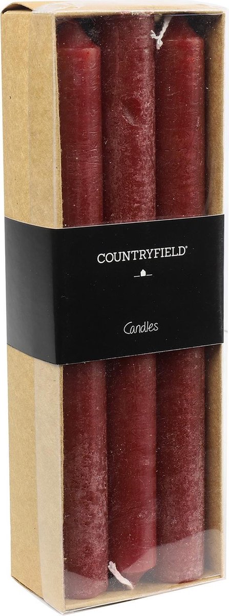 Countryfield Kaarsen Vela 21 Cm Wax 6 Stuks - Rood