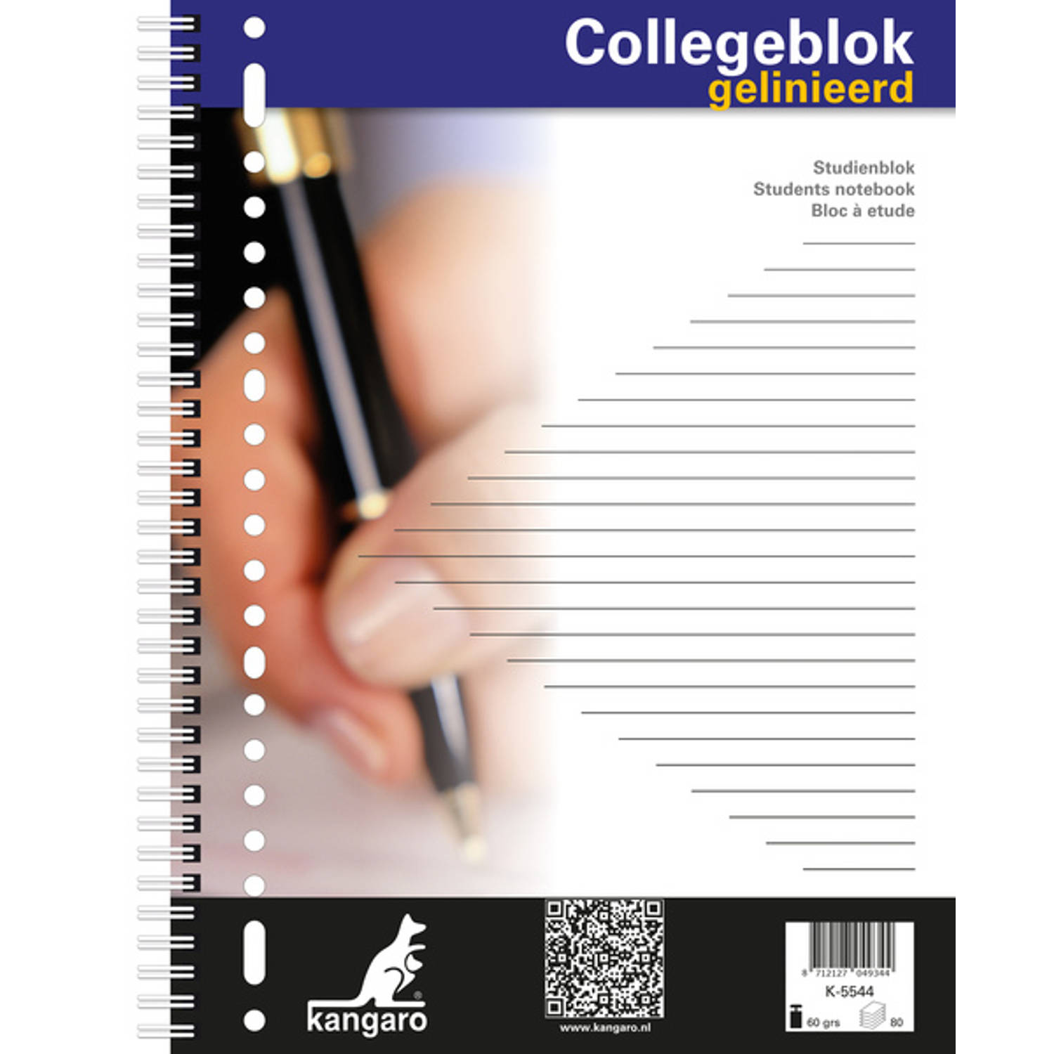 Kangaro Collegeblok A4 23-gaats 60grs 80 Blad Gelinieerd