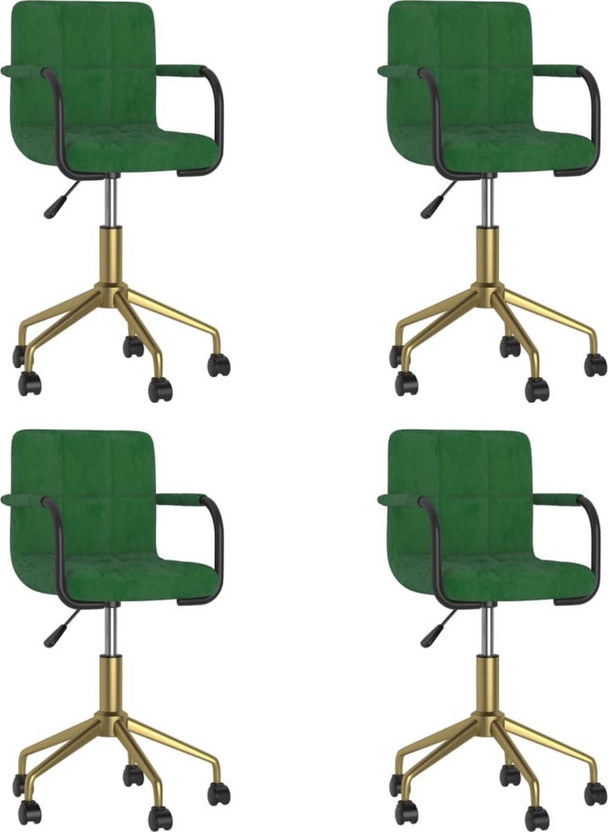 Vidaxl Eetkamerstoelen Draaibaar 4 St Fluweel Donker - Groen
